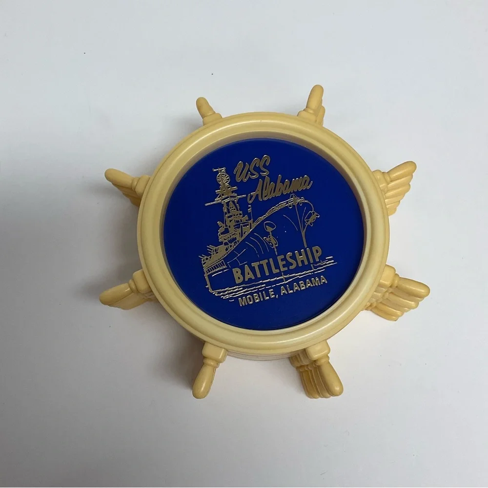 VINTAGE USS set of 6 Coasters Alabama Battleship Mobile, Alabama Colorful